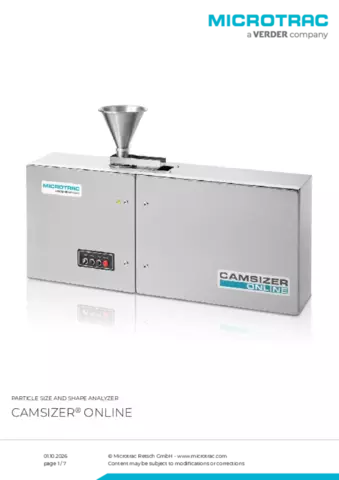 Product data sheet Camsizer Online