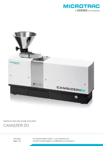 Product data sheet Camsizer 3D