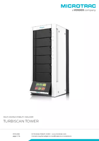 Product data sheet Turbiscan Tower