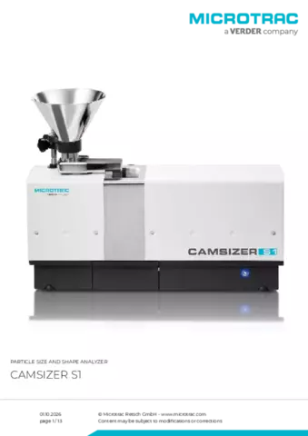 Product data sheet Camsizer S1