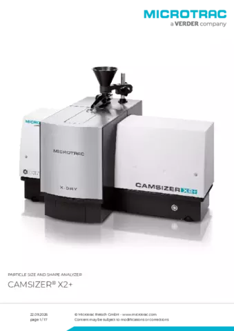 Product data sheet CAMSIZER X2+